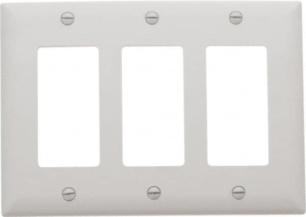 Pass & Seymour - 3 Gang, 4-1/2 Inch Long x 6.563 Inch Wide, Standard Switch Plate - Decorator Switch, White, Nylon - Caliber Tooling