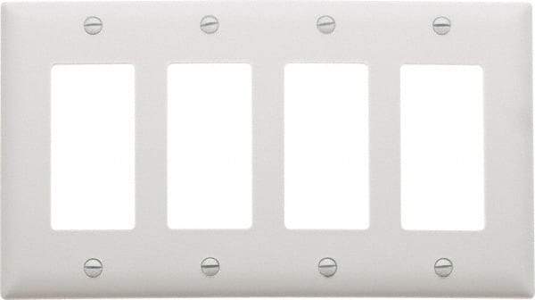 Pass & Seymour - 4 Gang, 4-1/2 Inch Long x 8-3/8 Inch Wide, Standard Switch Plate - Decorator Switch, White, Nylon - Caliber Tooling