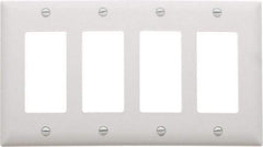 Pass & Seymour - 4 Gang, 4-1/2 Inch Long x 8-3/8 Inch Wide, Standard Switch Plate - Decorator Switch, White, Nylon - Caliber Tooling