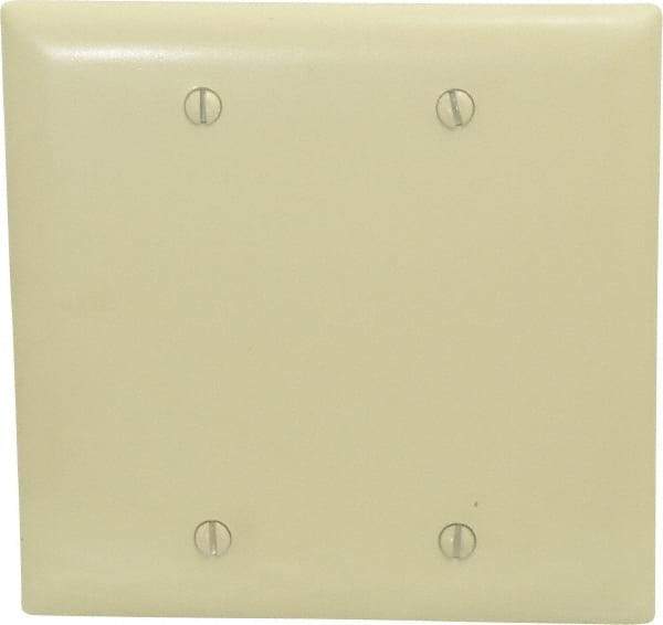 Pass & Seymour - 2 Gang, 4-3/4 Inch Long x 4-11/16 Inch Wide, Standard Blank Wall Plate - Blank, Ivory, Nylon - Caliber Tooling