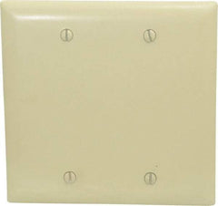 Pass & Seymour - 2 Gang, 4-3/4 Inch Long x 4-11/16 Inch Wide, Standard Blank Wall Plate - Blank, Ivory, Nylon - Caliber Tooling