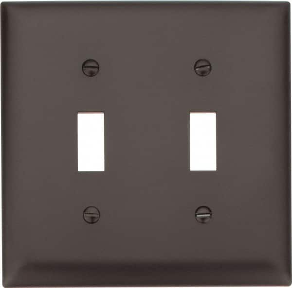 Pass & Seymour - 2 Gang, 4-3/4 Inch Long x 4-11/16 Inch Wide, Standard Switch Plate - Toggle Switch, Brown, Nylon - Caliber Tooling