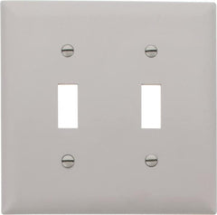 Pass & Seymour - 2 Gang, 4-3/4 Inch Long x 4-11/16 Inch Wide, Standard Switch Plate - Toggle Switch, Gray, Nylon - Caliber Tooling