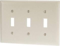 Pass & Seymour - 3 Gang, 4-1/2 Inch Long x 6.563 Inch Wide, Standard Switch Plate - Toggle Switch, Light Almond, Nylon - Caliber Tooling