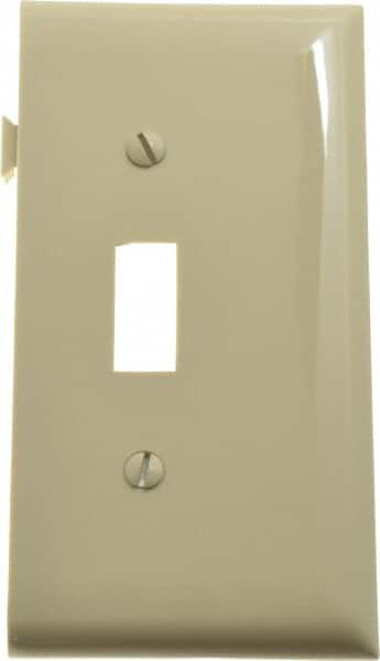 Pass & Seymour - 1 Gang, 4.9062 Inch Long x 2.4687 Inch Wide, Sectional Switch Plate - Toggle Switch End Panel, Ivory, Nylon - Caliber Tooling