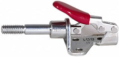 De-Sta-Co - 600 Lb Load Capacity, Flanged Base, Carbon Steel, Standard Straight Line Action Clamp - 4 Mounting Holes, 0.38" Mounting Hole Diam, 0.62" Plunger Diam, Straight Handle - Caliber Tooling