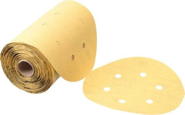 3M - 6" Diam, 400 Grit FEPA, Aluminum Oxide Adhesive PSA Disc - Super Fine Grade, Gold, A Weighted Backing, Flexible, Use with Random Orbital Sanders - Caliber Tooling