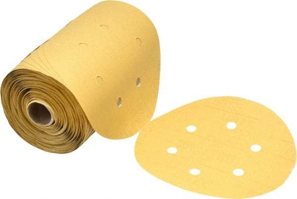 3M - 6" Diam, 220 Grit FEPA, Aluminum Oxide Adhesive PSA Disc - Very Fine Grade, Gold, A Weighted Backing, Flexible, Use with Random Orbital Sanders - Caliber Tooling