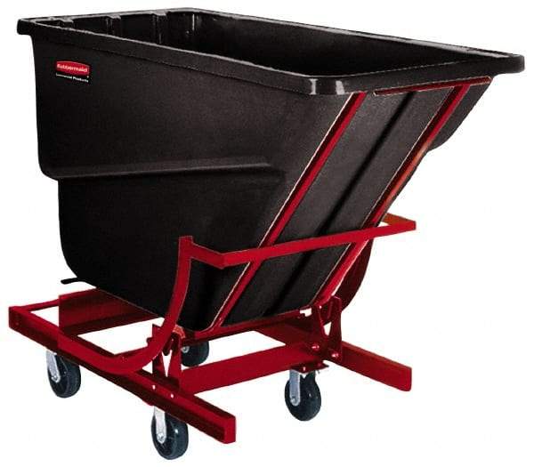 Rubbermaid - 1,000 Lb Load Capacity, 1 Cu Yd, Polyethylene Self-Dumping Hopper - 26-1/4" Wide x 55" Long x 52-3/4" High, Black - Caliber Tooling