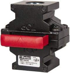 Parker - 1/2" NPT Safety Lockout Valve - 3-Way, 3 Position, Slide Valve, 15.7 CV Rate, 250 Max psi & 175°F Max Temp - Caliber Tooling