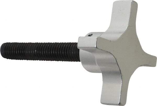 Gibraltar - 2-1/2" Head Diam, 4 Point Lobed Knob - 1/2-13 Stem, Aluminum - Caliber Tooling