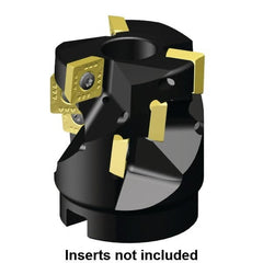 Kennametal - 12 Inserts, 2" Cut Diam, 3/4" Arbor Diam, 42.95mm Max Depth of Cut, Indexable Square-Shoulder Face Mill - 0/90° Lead Angle, 57.15mm High, SD.T 43.. Insert Compatibility, Through Coolant, Series KSSP - Caliber Tooling