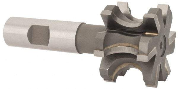 Whitney Tool Co. - 3/8" Radius, 3/4" Circle Diam, 1-7/8" Cutter Diam, 1-1/4" Cutting Width, Shank Connection, Concave Radius Cutter - 3/4" Shank Diam, 4" OAL, Carbide-Tipped, Uncoated, Profile Ground, 6 Teeth, Weldon Flat - Caliber Tooling