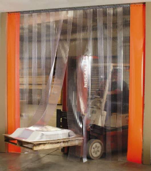 Aleco - 7' Door Width x 10' Door Height PVC Strip Door Kit - 12" Strip Width x 0.219" Strip Thickness, Clear Ribbed, 66% Overlap - Caliber Tooling