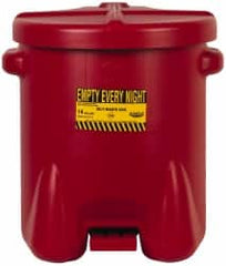 Eagle - 14 Gallon Capacity, Polyethylene Oily Waste Can - 18 Inch Long x 22 Inch Wide/Diameter x 21 Inch High, Red, Foot Operated, Approved FM - Caliber Tooling