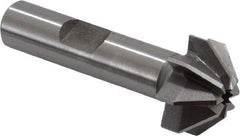 Made in USA - 3/4" Large x 5/16" Small Diam, 3/8" Width of Cut, 90° Included Angle, 8 Teeth, High Speed Steel Face Angle Cutter - 3/8" Shank Diam, 1-15/16" Overall Length, Weldon Flat - Caliber Tooling