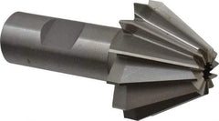 Made in USA - 1-5/8" Large x 5/8" Small Diam, 1-1/16" Width of Cut, 60° Included Angle, 12 Teeth, Cobalt Face Angle Cutter - 3/4" Shank Diam, 3-1/16" Overall Length, Weldon Flat - Caliber Tooling