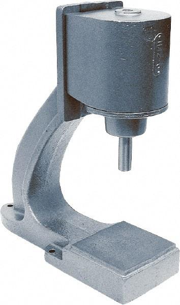 Mead - 1-3/8" Ram, 7-3/4" Throat Depth, 1-3/4 Ton Pneumatic Arbor Press - 9-13/16" Max Work Height x 8" Max Work Width, 6" Base Width x 19-1/2" Base Depth - Caliber Tooling