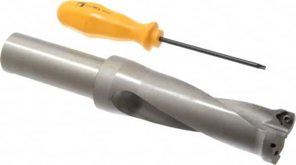 Kennametal - 3-3/4" Max Drill Depth, 2.5xD, 38.1mm Diam, Indexable Insert Drill - 2 Inserts, 1-1/4" Shank Diam, Straight Shank - Caliber Tooling