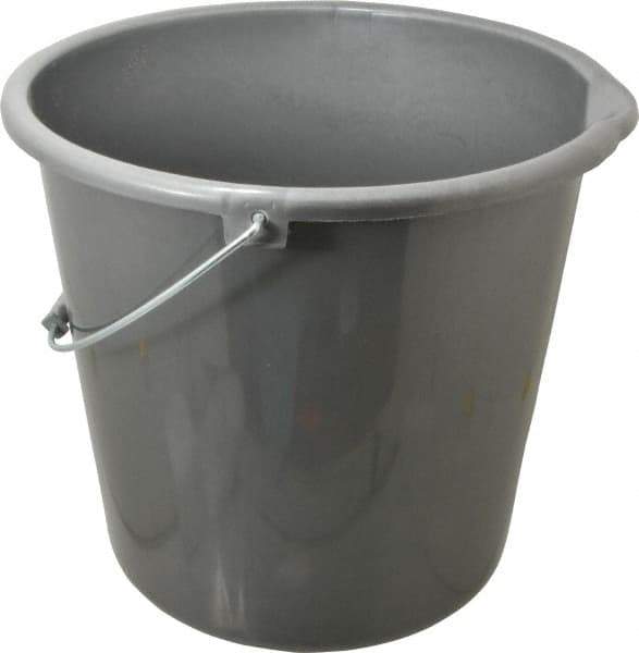 PRO-SOURCE - 10 Qt, Plastic Round Gray Single Pail with Pour Spout - Handle Included - Caliber Tooling