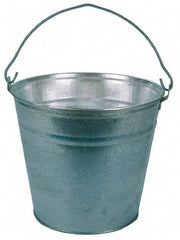 PRO-SOURCE - 12 Qt, 10-3/4" High, Galvanized Steel Round Gray Single Pail - Handle Included, 12-1/4" Top Diam - Caliber Tooling