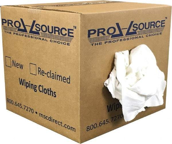 PRO-SOURCE - Reclaimed Cotton T-Shirt Rag - Low Lint, White, 3 to 4 Pieces per Lb, Comes in Box - Caliber Tooling