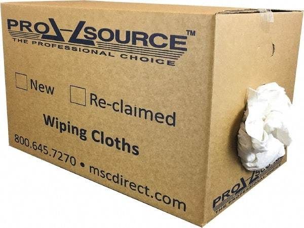 PRO-SOURCE - Reclaimed Cotton T-Shirt Rag - Low Lint, White, 3 to 4 Pieces per Lb, Comes in Box - Caliber Tooling