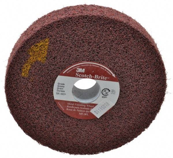 3M - 6" Diam, 1" Face Width, 1" Center Hole, Medium Grade, Aluminum Oxide Deburring Wheel - Convolute, Medium Density 5 Grade, 6,000 RPM - Caliber Tooling