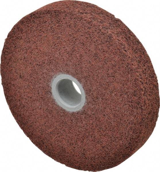 3M - 6" Diam, 1" Face Width, 1" Center Hole, Medium Grade, Aluminum Oxide Deburring Wheel - Convolute, Hard Density 6 Grade, 6,000 RPM - Caliber Tooling