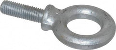 Made in USA - 2,400 Lb Capacity, Steel, 1/2-13 Thread, Fixed Lifting Eye Bolt - Fully Threaded, 1-1/2" Shank, 1-1/2" Thread Length, Shoulder - Caliber Tooling