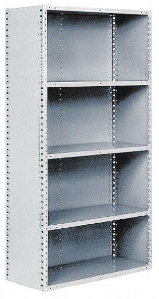 Hallowell - 8 Shelf, 450 Lb. Capacity, Closed Shelving Starter Unit - 48 Inch Wide x 18 Inch Deep x 87 Inch High, Gray - Caliber Tooling