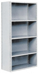 Hallowell - 8 Shelf, 450 Lb. Capacity, Closed Shelving Add-On Unit - 48 Inch Wide x 18 Inch Deep x 87 Inch High, Gray - Caliber Tooling