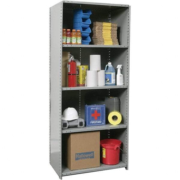 Hallowell - 5 Shelf, 800 Lb. Capacity, Closed Shelving Starter Unit - 36 Inch Wide x 24 Inch Deep x 87 Inch High, Gray - Caliber Tooling