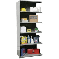 Hallowell - 6 Shelf, 800 Lb. Capacity, Closed Shelving Add-On Unit - 36 Inch Wide x 24 Inch Deep x 87 Inch High, Gray - Caliber Tooling