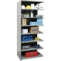 Hallowell - 8 Shelf, 800 Lb. Capacity, Closed Shelving Add-On Unit - 36 Inch Wide x 24 Inch Deep x 87 Inch High, Gray - Caliber Tooling