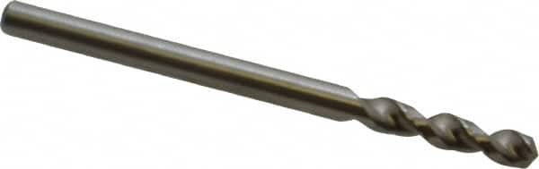 Accupro - 0.128" 130° Parabolic Flute Cobalt Screw Machine Drill Bit - Bright Finish, Right Hand Cut, 0.709" Flute Length, 1.929" OAL, Split Point, Straight Shank - Caliber Tooling