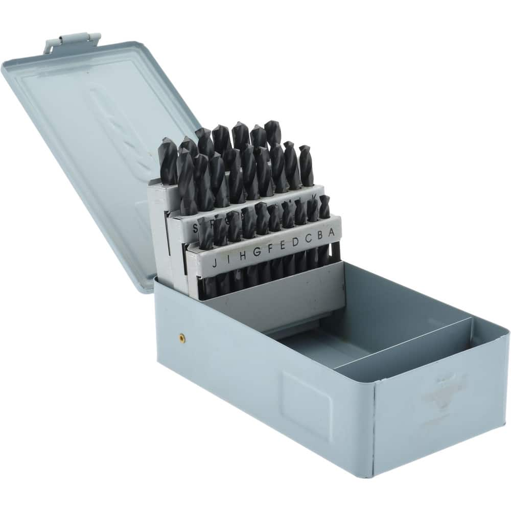 Drill Bit Set: Screw Machine Length Drill Bits, 26 Pc, 118 °, High Speed Steel Oxide, Standard, Straight Shank