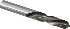 Interstate - 17/32" 118° Spiral Flute High Speed Steel Screw Machine Drill Bit - Bright Finish, Left Hand Cut, 2-3/8" Flute Length, 3-7/8" OAL, Standard Point, Straight Shank - Caliber Tooling