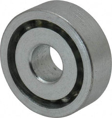 Value Collection - 3/8" Bore Diam, 1-1/8" OD, Open Unground Full Complement Radial Ball Bearing - 3/8" Wide, 1 Row, Round Bore, 533 Lb Dynamic Capacity - Caliber Tooling