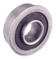 Value Collection - 3/8" Bore Diam, 29/32" OD, Double Seal Unground Retainer Type Radial Ball Bearing - With Flange, 1 Row, Round Bore, 450 Lb Dynamic Capacity - Caliber Tooling