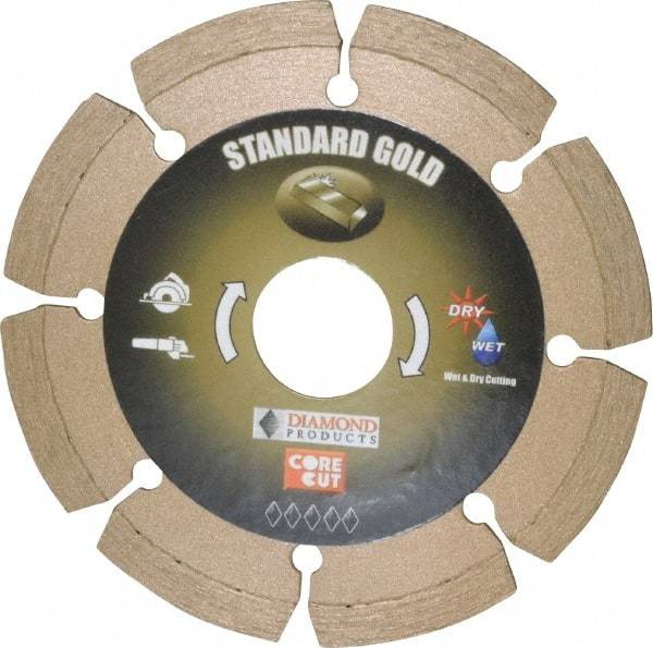 Core Cut - 4" Diam, 20mm Arbor Hole Diam, Wet & Dry Cut Saw Blade - Diamond-Tipped, Standard Round Arbor - Caliber Tooling