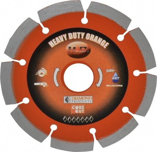 Core Cut - 4-1/2" Diam, 20mm Arbor Hole Diam, Wet & Dry Cut Saw Blade - Diamond-Tipped, Standard Round Arbor - Caliber Tooling