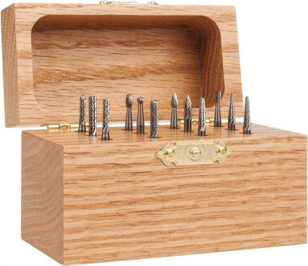 SGS Pro - 12 Piece, 1/8" Shank Burr Set - Tungsten Carbide - Caliber Tooling