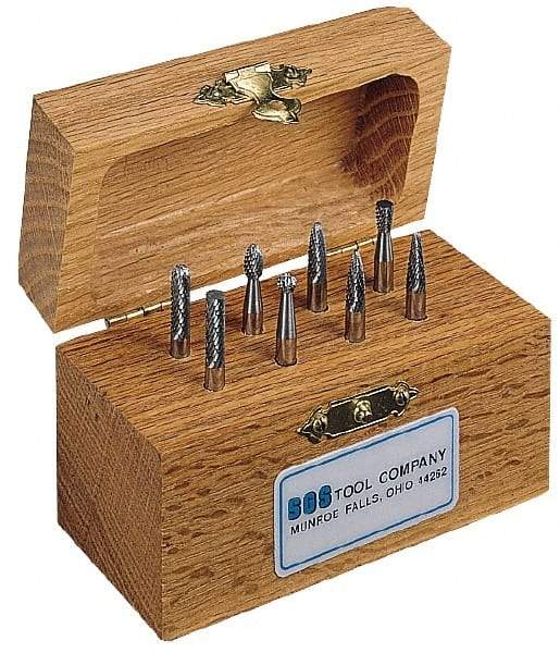 SGS Pro - 8 Piece, 3/16" Shank Burr Set - Tungsten Carbide - Caliber Tooling