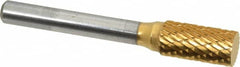 SGS Pro - 3/8" Cut Diam, 1/4" Shank Diam, Cylinder Head Double Cut Burr - Carbide, Flat End, 3/4" LOC, 2-1/2" OAL - Caliber Tooling