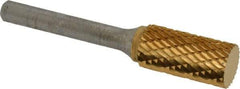 SGS Pro - 1/2" Cut Diam, 1/4" Shank Diam, Cylinder Head Double Cut Burr - Carbide, Flat End, 1" LOC, 2-3/4" OAL - Caliber Tooling