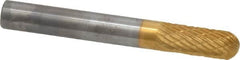 SGS Pro - 1/4" Cut Diam, 1/4" Shank Diam, Cylinder with Radius Head Double Cut Burr - Carbide, Radius End, 5/8" LOC, 2" OAL - Caliber Tooling