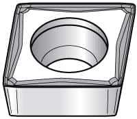 Kennametal - CPMT32.51 FW Grade KT315 Cermet Turning Insert - TiN/TiCN/TiN Finish, 80° Diamond, 3/8" Inscr Circle, 5/32" Thick, 1/64" Corner Radius - Caliber Tooling