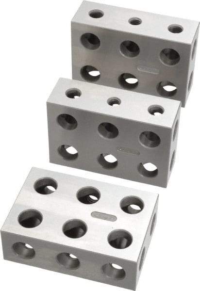 SPI - 0.0001 Squareness Per Inch, Hardened Steel, 1-2-3 Block Setup Block - 0.0002 Inch Overall Tolerance, 5/16 - 18 Inch Tapped Hole Size, 55-60 Rc Hardness, Sold As Matched Set of 3 - Caliber Tooling