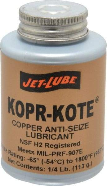 Jet-Lube - 0.25 Lb Can High Temperature Anti-Seize Lubricant - Copper/Graphite, -65 to 1,800°F, Copper/Bronze, Food Grade, Water Resistant - Caliber Tooling